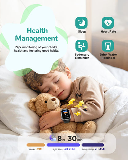 RUXINGX Kids Smart Watch No APP, 1.52" Smart Watch for Kids with Camera,Puzzle Games,Heart Rate, Sleep Monitor,Music Player,Pedometer,Fitness Trackers Smartwatch for Girls Boys Teens 3-12(Blue)