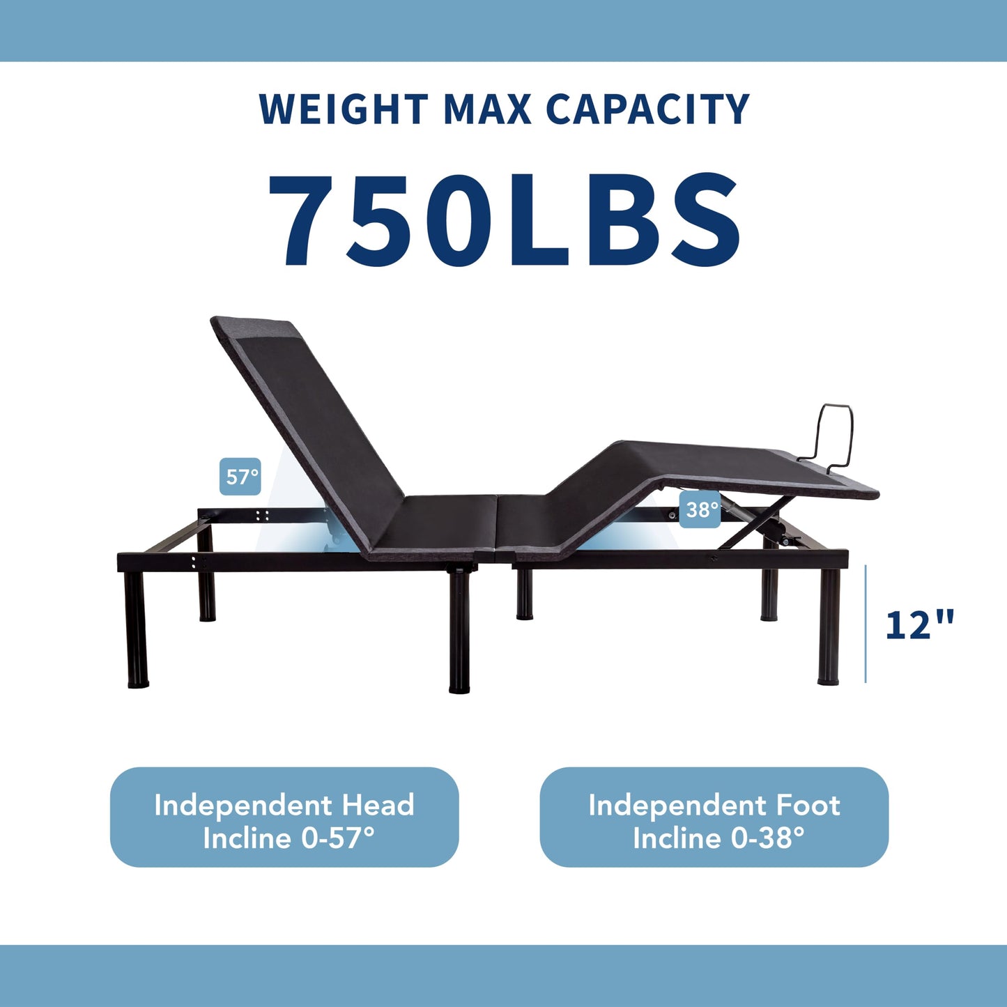 Dyonery Twin XL Adjustable Bed Base Frame with Wireless Remote + 12 Inch Twin XL Gel Memory Foam Mattress Bed in a Box, Head and Foot Incline, Zero Gravity, Fiberglass Free, 80" × 38"