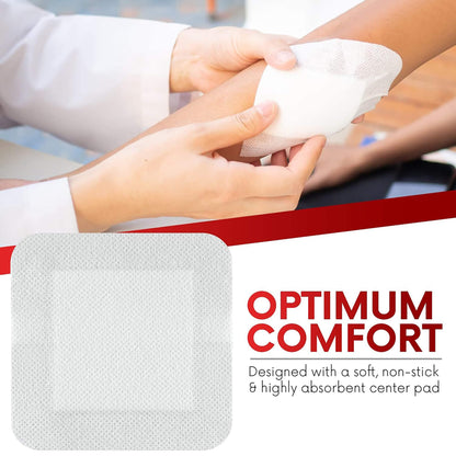 HEALQU Island Dressing - 4"x4", 30 Count - Bordered Gauze Sterile Individually Wrapped Gauze Pads, Water-Resistant, Non-Woven Backing - Soft and Breathable Wound Dressing for First Aid and Medical | Water-Resistant, Latex-Free, High Absorbent, Adhesive Bo