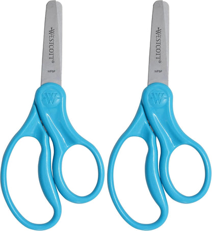 Westcott 16454 Right- and Left-Handed Scissors, Kids' Scissors, Back to School, Classroom Supplies, Ages 4-8, 5-Inch Blunt Tip, Assorted, 6 Pack