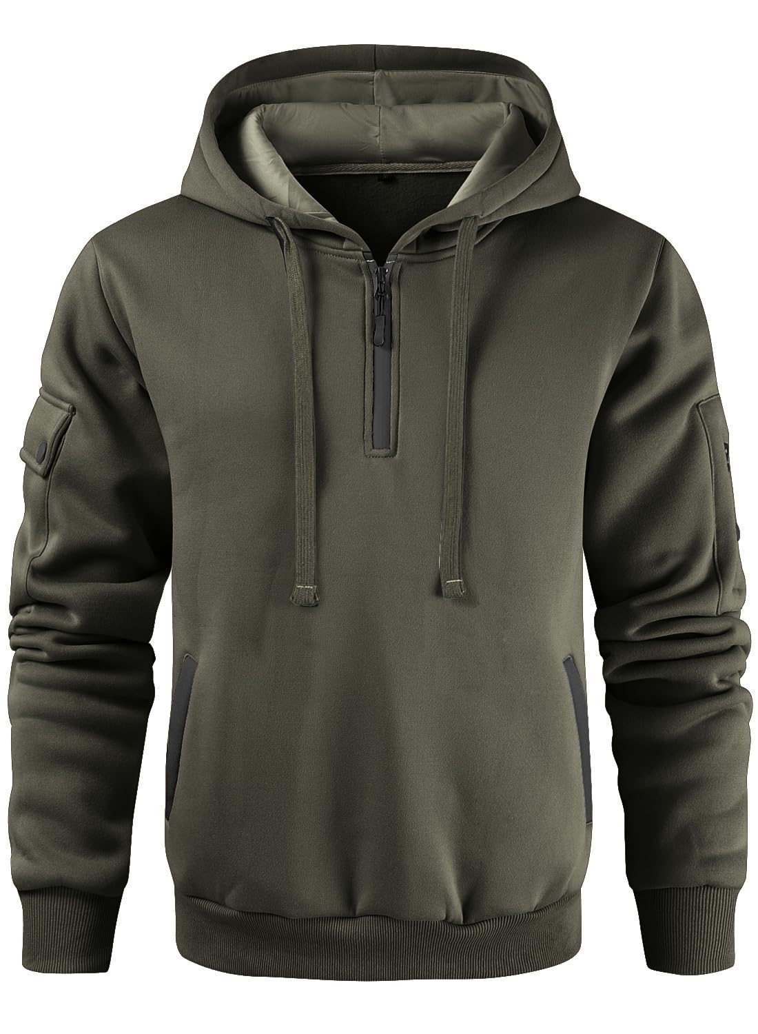 Leidowei Men's Hoodies Casual Pullover Hooded Sweatshirt Long Sleeve Quarter Zip Hoody Tops With Kangaroo Pocket