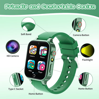Kids Smart Watch Gift for Girls Age 5-12, 39 Games HD Touch Screen Watches with Video Camera Music Player Pedometer Flashlight 12/24 hr Educational Toys Birthday Gifts for Girls Ages 7 8 9 10