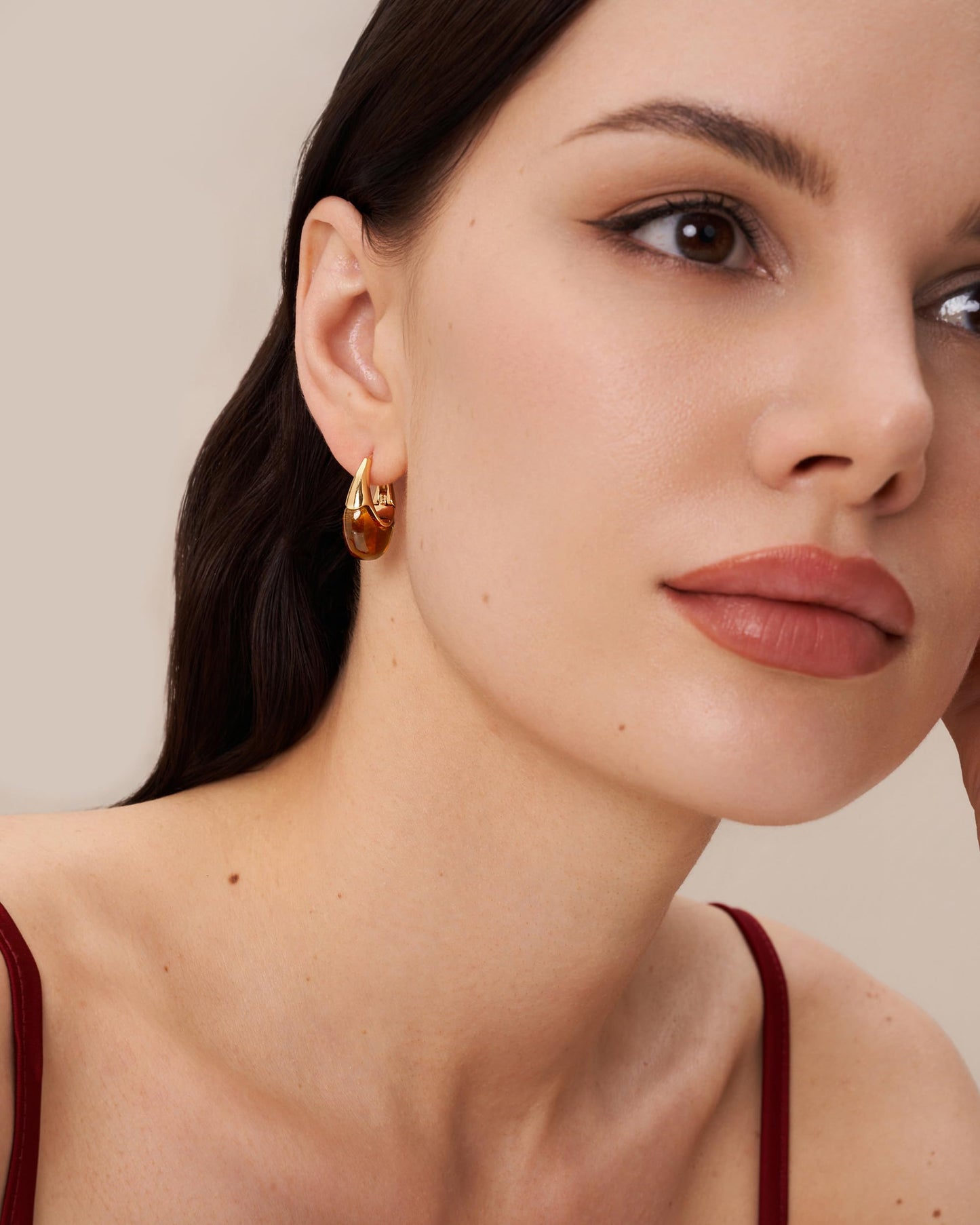 SNGIA Long Oval Chunky Dangle 18K Gold Plated Hoops with Colored Resin Gemstone Statement Earrings for Women, (Green, Brown, Light blue, Dark Blue), Bold Drop Handmade Exaggerated Irregular Trendy Bohemian Jewelry Gifts, Unique Dangling Teardrop Baroque S
