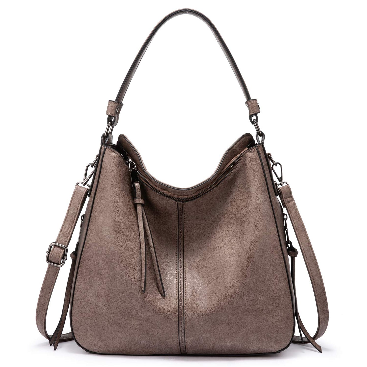 Realer Hobo Crossbody Bags for Women Designer Faux Leather Hobo Handbags Retro Large Size Shoulder Bag Bucket Purse