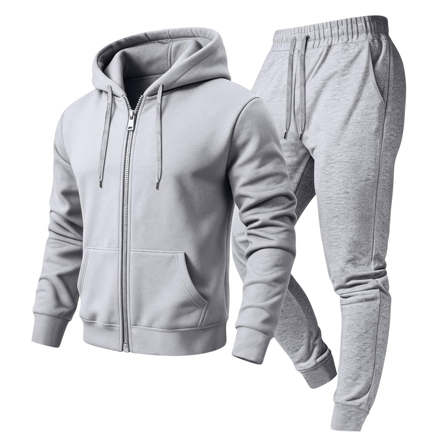 Jogger Sweatpants Matching Outfit For Men 2 Piece Sweat Suits Full Zip Up Hooded Tracksuit Soft Fleece Set