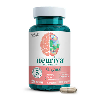 NEURIVA Plus Brain Supplements for Memory and Focus, Clinically Tested Nootropics Neurofactor and Phosphatidylserine, with Vitamin B12, Vitamin B6 and Folic Acid, 30 Count Capsules