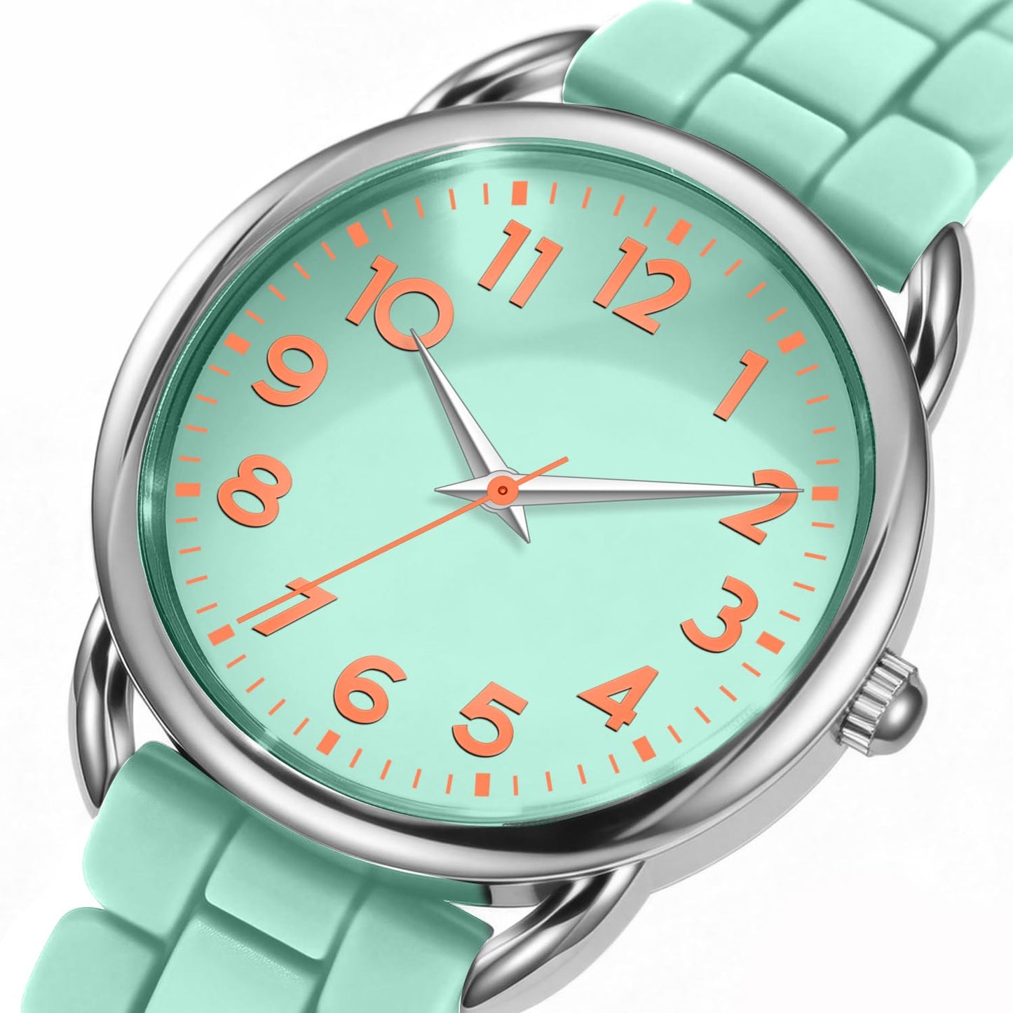 Bisley 35MM Watches for Women Big Face Easy Reader Silicone Strap Water Proof