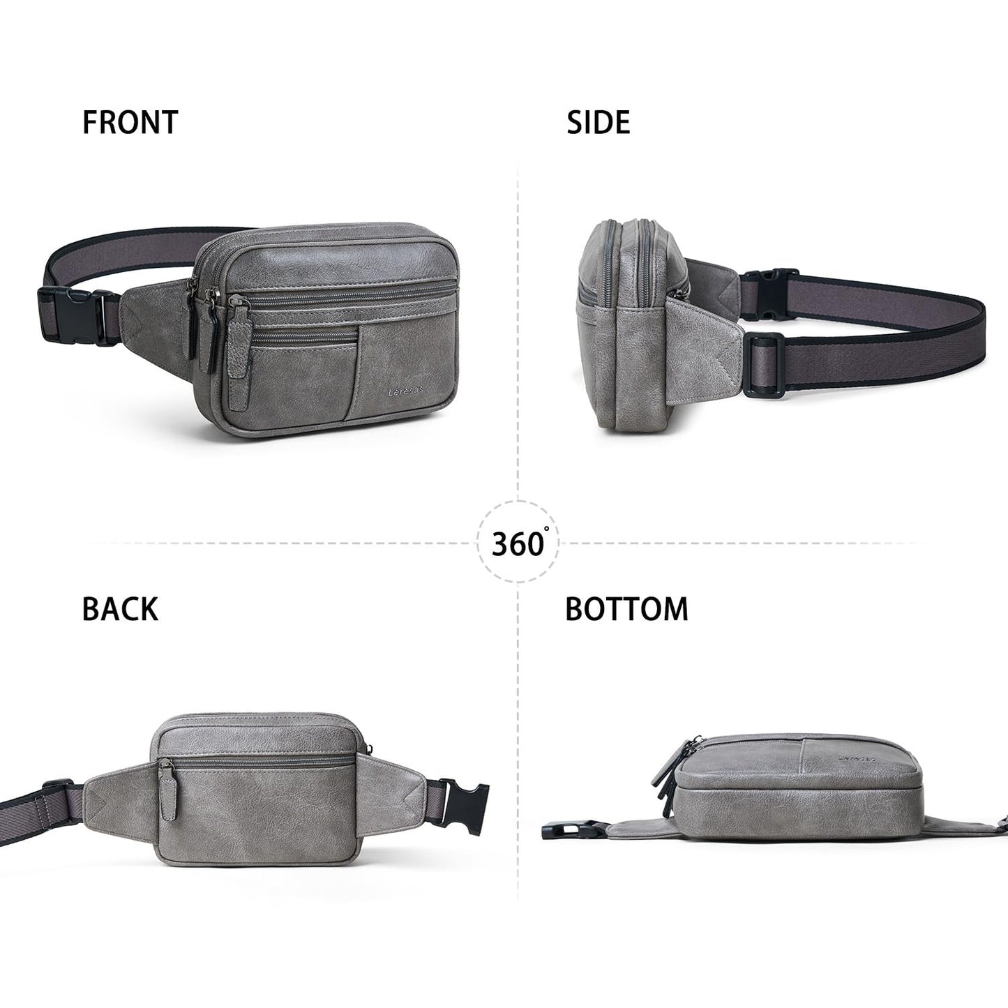 Leresas Fanny Packs for Women Vegan Leather Belt Bag Chic Cross Body Waist Pack Waist Purse for Travel Hiking Running Brown