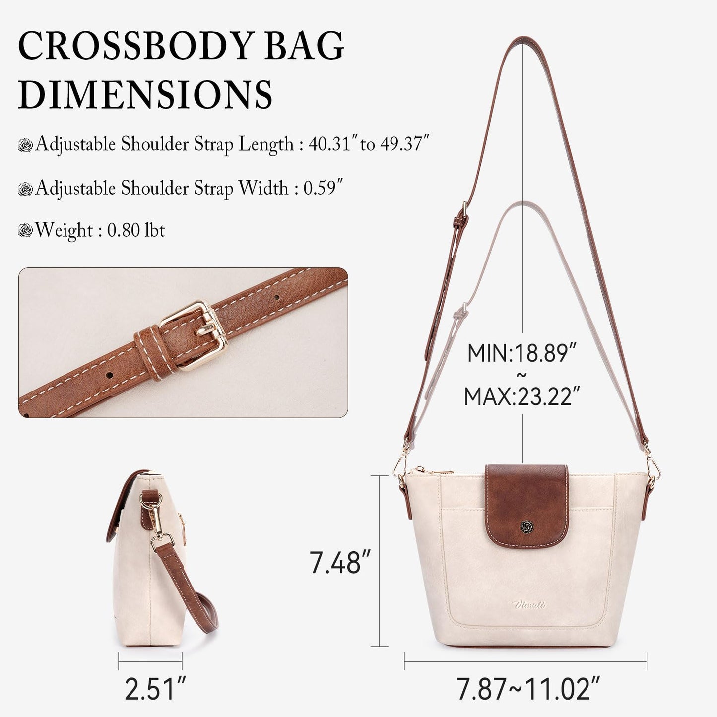 Crossbody Purses for Women Vegan Leather Small Crossbody Bags with Adjustable Strap Lightweight Travel Shoulder Bag
