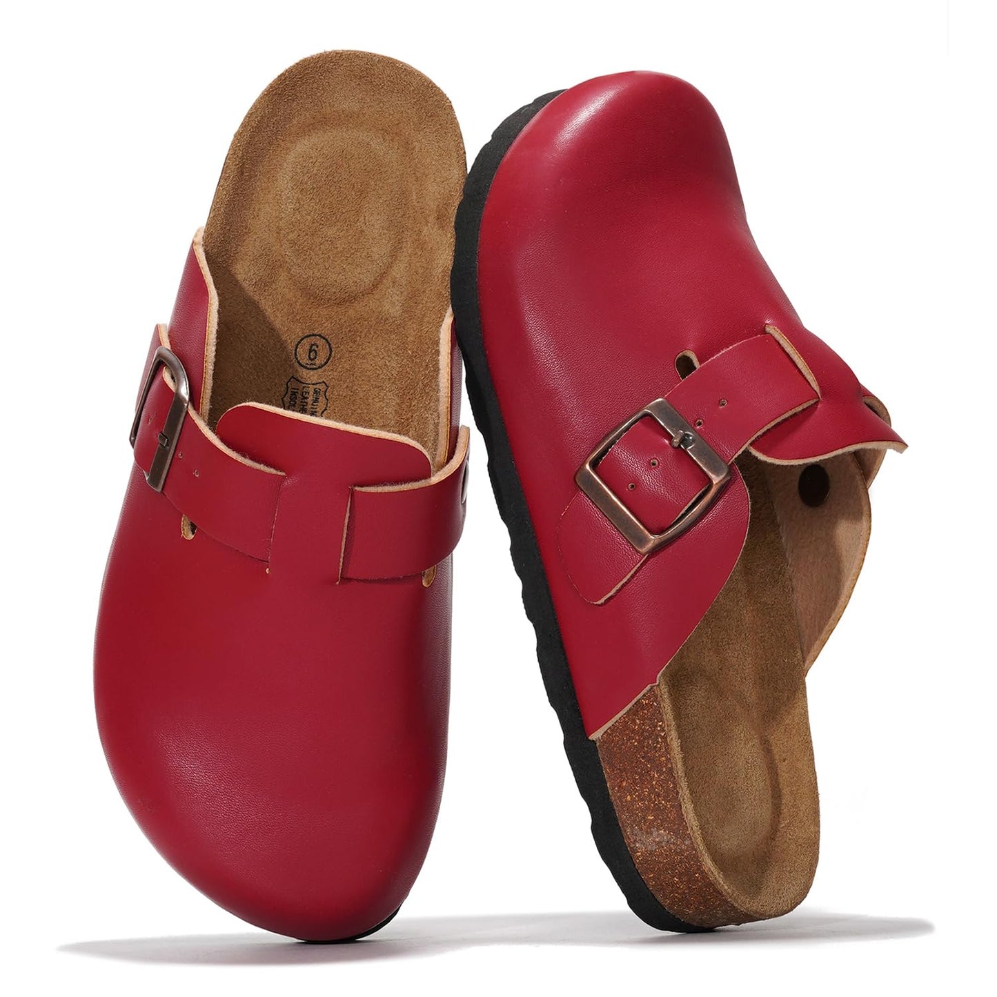 Project Cloud 100% Genuine Leather Footbed Clogs for Women - Memory Foam Arch Support Slippers for Women - Trendy Slip-ons Women's Mules & Clogs Sandals