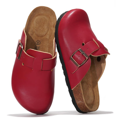 Project Cloud 100% Genuine Leather Footbed Clogs for Women - Memory Foam Arch Support Slippers for Women - Trendy Slip-ons Women's Mules & Clogs Sandals