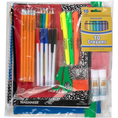 Trail maker School Supplies Kit 45 Piece School Supply Kit Grades K-12 – Back to School Essentials Includes Folders Notebooks Pencils Pens and Much More!