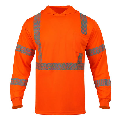 High Visibility Hoodies for Men,Safety Reflective Long Sleeve ANSI Class 3 Hi Vis Construction Work Shirts with Hood