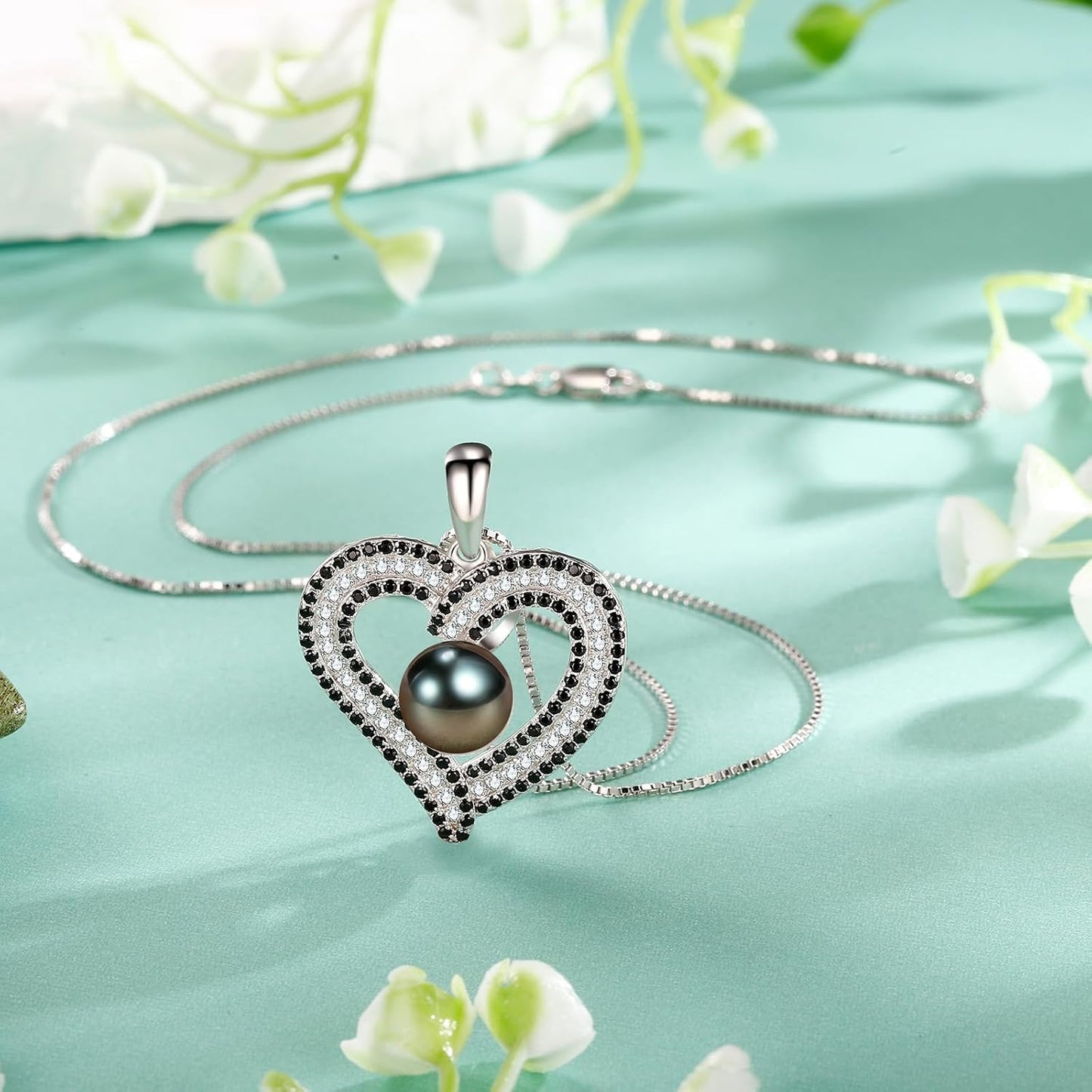 NONNYL Gifts for Women Wife-Pearl Heart Pendant Necklace- Birthday for Girlfriend, Valentine's Day for Wives, Mother's Day for Mom Grandma, Gifts for Her on Wedding Anniversary Christmas Fine Jewelry