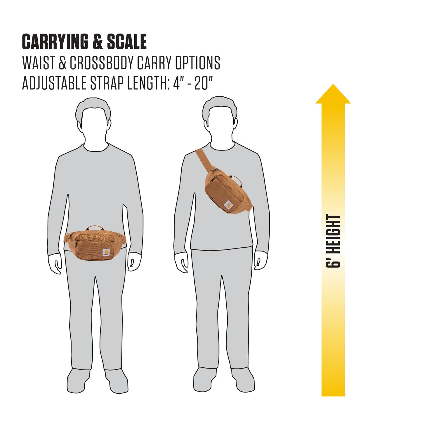 Carhartt Classic Adjustable Sling Bag, Durable, 600-Denier Water Resistant Hip Pack