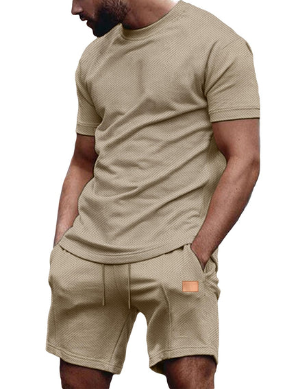 JMIERR Men's 2 Piece Outfit Anti-wrinkle T Shirts and Shorts Summer Beach Vacation Lounge Workout Pajamas Short Sleeve Sets