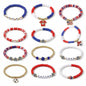 Spiritlele 12pcs World Cup Bracelets Set Red White Blue Clay Bead Wristband Stackable USA Soccer Charm Stretch Bracelet For Women Football Sports Fans Jewelry Gift