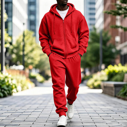 Jogger Sweatpants Matching Outfit For Men 2 Piece Sweat Suits Full Zip Up Hooded Tracksuit Soft Fleece Set