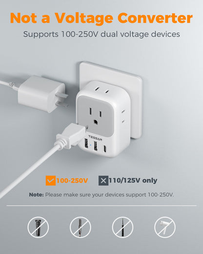 TESSAN 2 Pack European Travel Plug Adapter, Europe Power Converter
