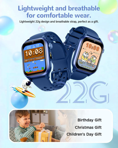 RUXINGX Kids Smart Watch No APP, 1.52" Smart Watch for Kids with Camera,Puzzle Games,Heart Rate, Sleep Monitor,Music Player,Pedometer,Fitness Trackers Smartwatch for Girls Boys Teens 3-12(Blue)