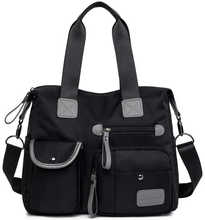 Tote Bag for Women,Multi Pockets Shoulder Handbag,Nurse Bag for Work,Large Cross body Purse,Fashion Nylon Top Handle Satchel
