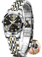 OLEVS Watches Women with Date Silver Stainless Steel Luxury Ladies Watches with Small Writs Diamond Watches for Women Waterproof Elegant Dress Quartz Analog Women's Wrist Watches Reloj de Mujer