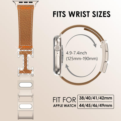 Leather Magnetic Watch Band Compatible with Apple Watch Ultra Band 49mm 46mm 45mm 44mm 42mm 41mm 40mm 38mm Replacement Strap for Women Men iWatch Ultra 3/2/1/SE3/Series 11/10/9/8/7/6/5/4/3/2/1