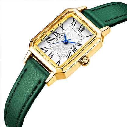 BESTKANG Leather Strap Watches for Women Elegant Dainty Ladies Watch Vintage Rectangle Women Quartz Wrist Watch
