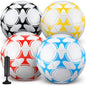 Tradder 4 Pack Soccer Ball with Pump Size 3 4 5 Deflated Soccer Ball for Outdoor Indoor Game Sport Practice Training Gift for Kid Youth Teen Adult Charity Donation