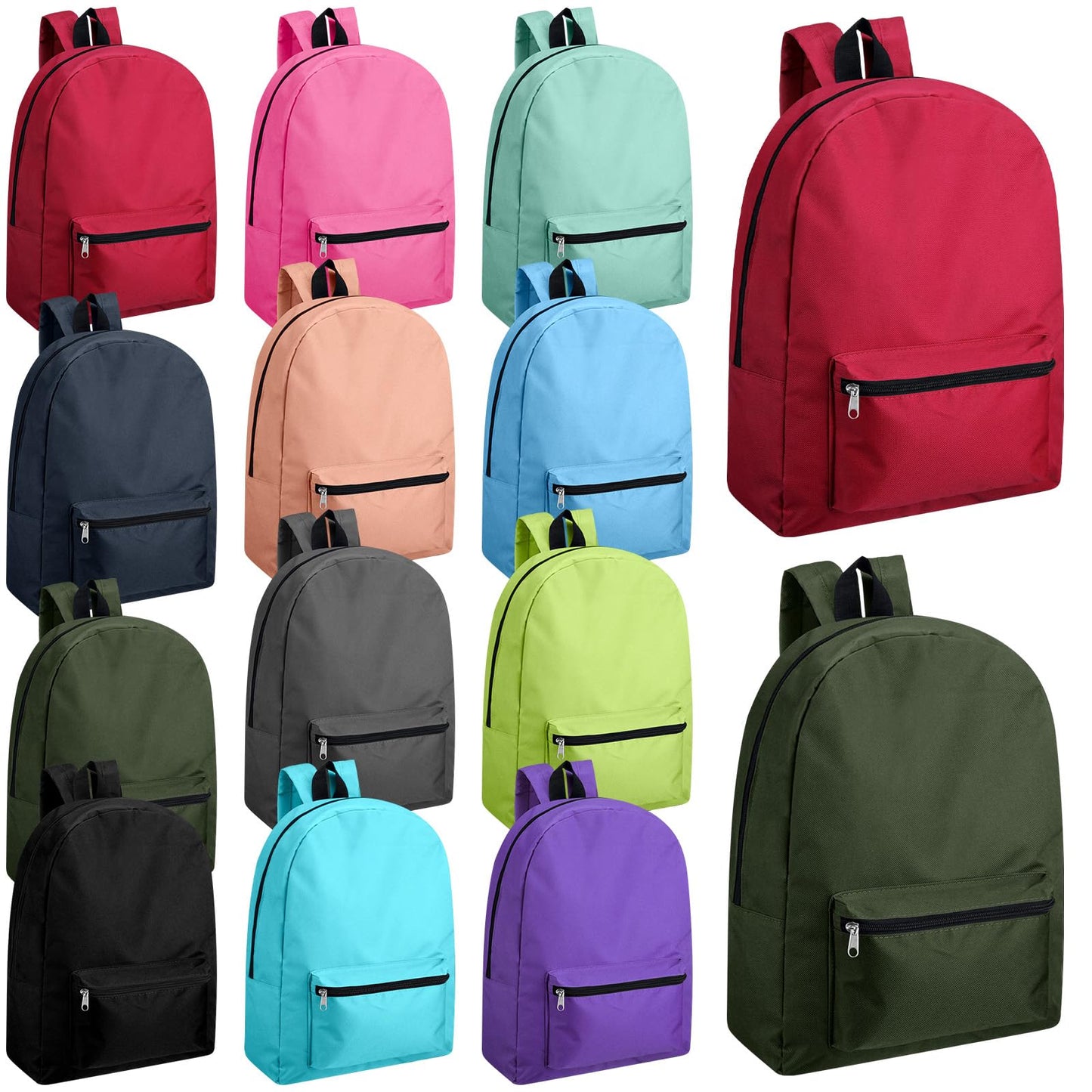 Amylove 12 Pack Backpack in Bulk 17 inch Lightweight Outdoor Travel Bag Classic Bookbags Bulk for Travel Middle High (Colorful,Lovely)