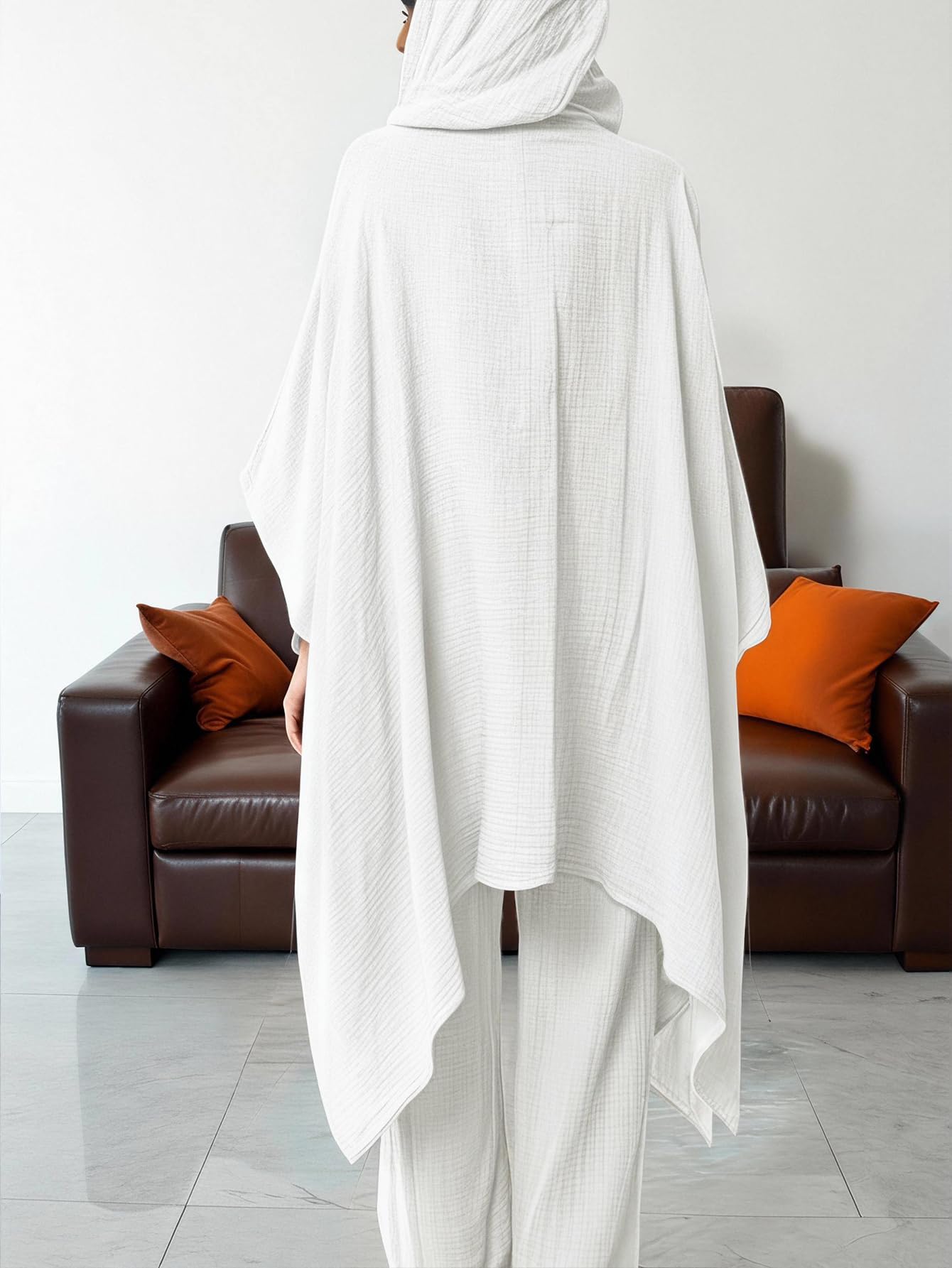 SOLY HUX Women's 2 Piece Linen Sets Hooded Kimono Cardigan High Waist Pants | Boho, Wide Leg, Elastic Waisted, Casual, Flowy, 2 Piece Outfits