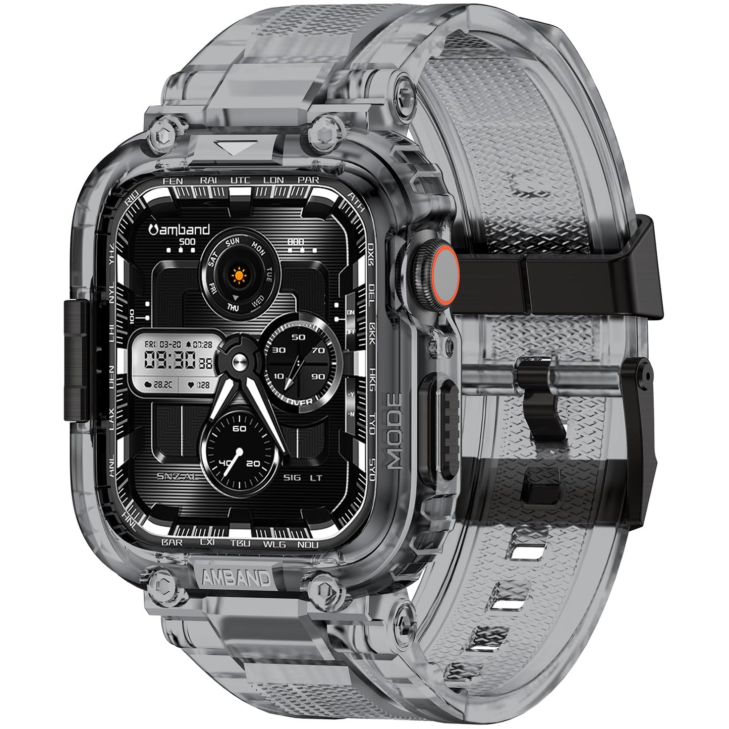 amBand Bands Compatible with Apple Watch 9/8/7 45mm, M1 Sport Series Rugged Case Protective Cover for iWatch 6/SE (3/2/1)/5/4/3 44mm Men Green