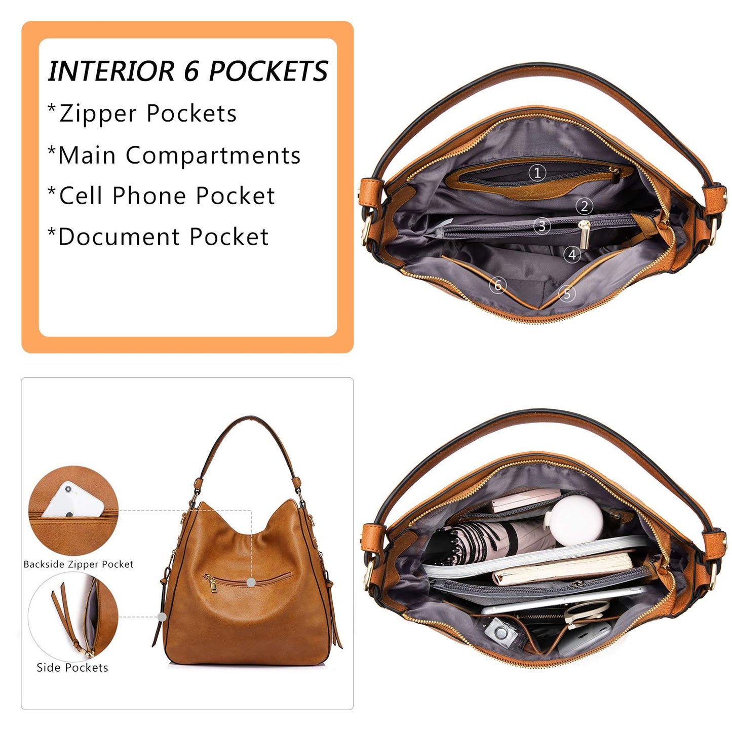 Realer Hobo Crossbody Bags for Women Designer Faux Leather Hobo Handbags Retro Large Size Shoulder Bag Bucket Purse