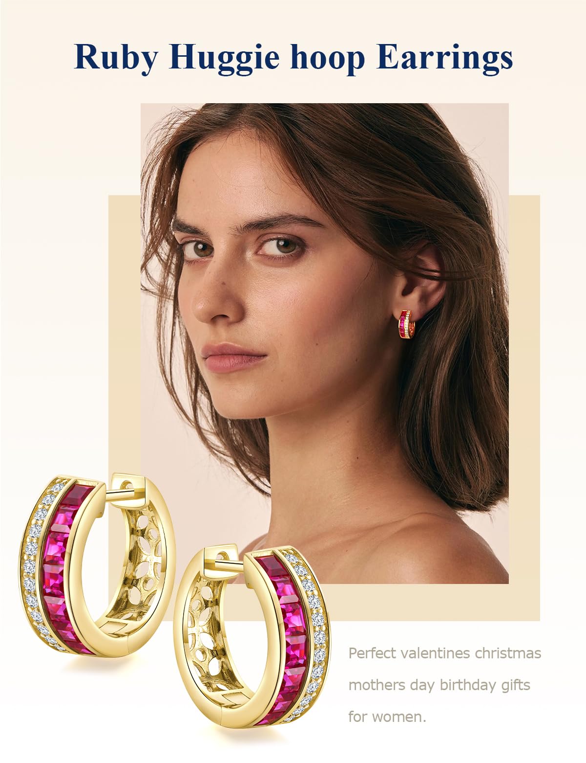 Channel Set Small Huggie Hoop Earrings Sterling Silver or 14K Gold Color,Lightweight Hypoallergenic CZ Diamond Chunky Hoop Earrings for Women