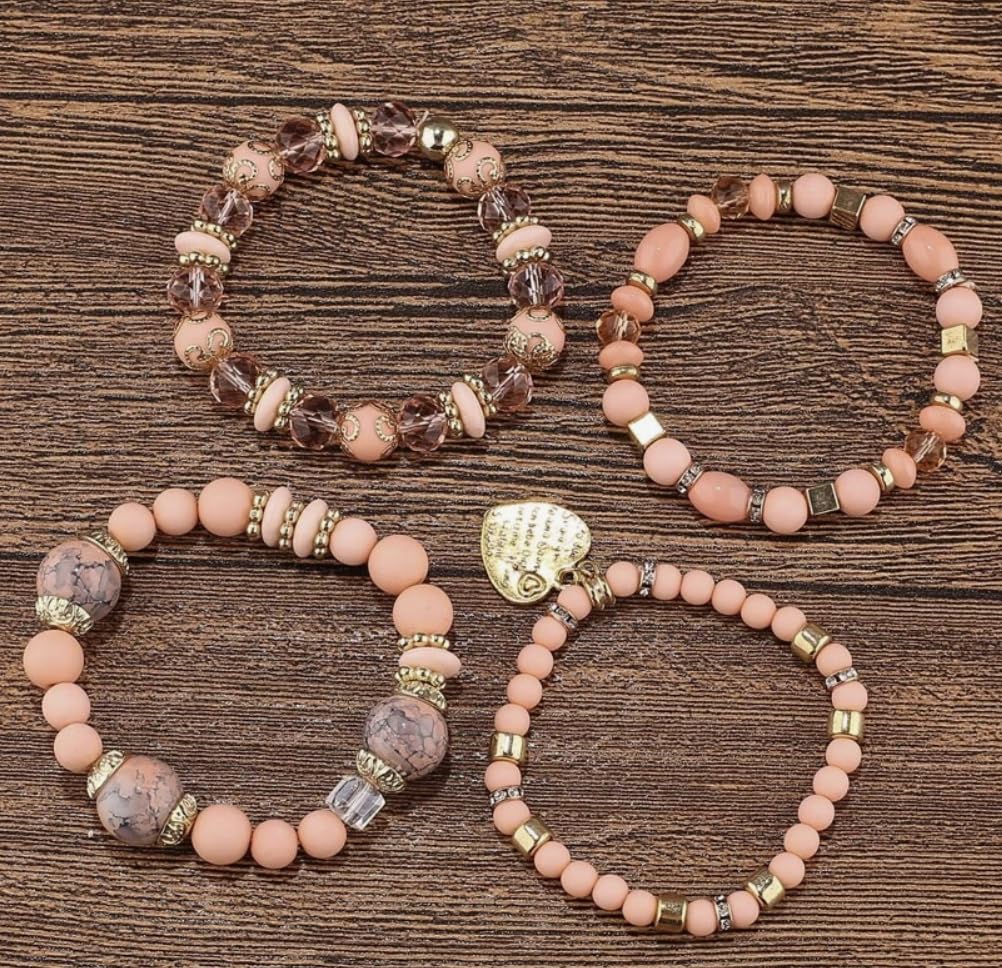 Women Beaded Bracelet Set | Colorful Boho Stackable Trendy Design with Crystal Accents Multilayer Bangle Bracelet | Fashion Stretch Braclets Jewelry for Women
