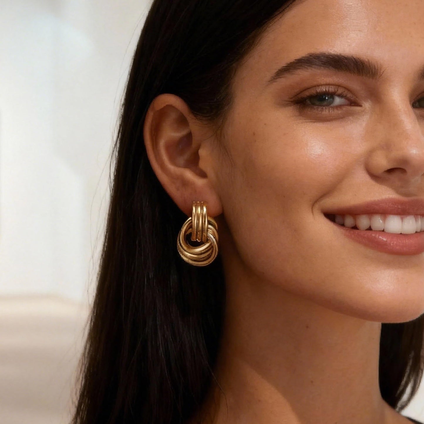 6 Pairs Chunky Gold Earrings for Women Gold Plated Knot Earrings Trendy Statement Drop Dangle Teardrop Lightweight Hypoallergenic Fashion Accessories Jewelry Set Gifts for Women