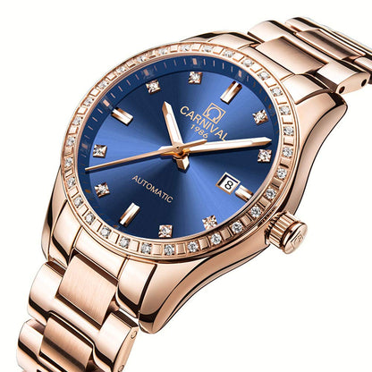 LOREO Women's Automatic Watch Diamond-Accented Dress Watch for Women Self-Winding Mechanical Watch with Sapphire Crystal Stainless Steel Two-Tone Bracelet 33MM Elegant Wrist Watch