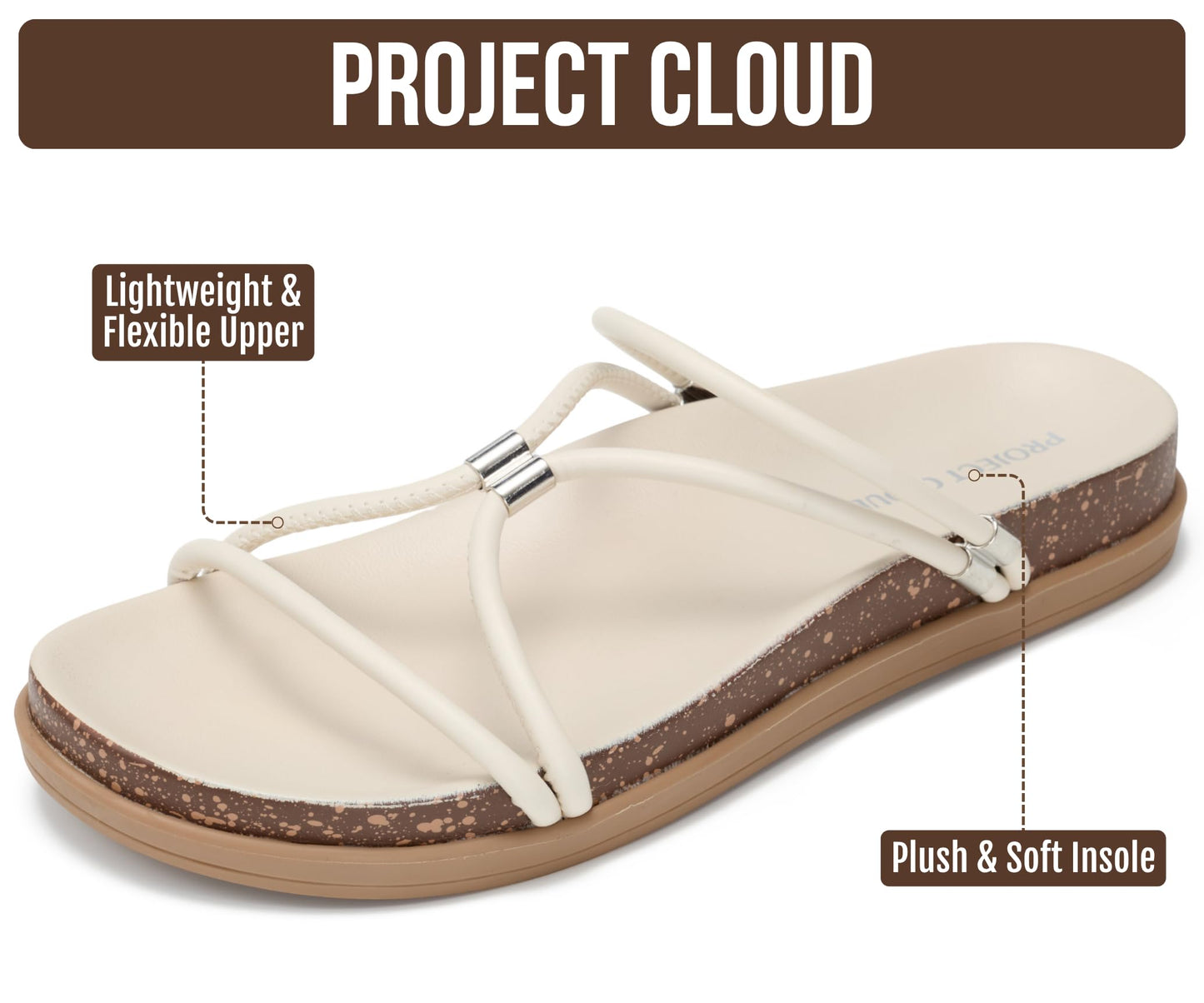 Project Cloud Summer Slides for Women 2026 with Plush and Soft Insole Womens Sandals Comfortable - Non-Slip and Lightweight Sandals Women Footwear