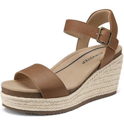 Women's Orthopedic Wedge Sandals: Arch Support Genuine Leather Platform Espadrilles - Comfortable Open Toe Casual Summer Sandals