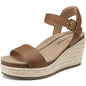 Women's Orthopedic Wedge Sandals: Arch Support Genuine Leather Platform Espadrilles - Comfortable Open Toe Casual Summer Sandals