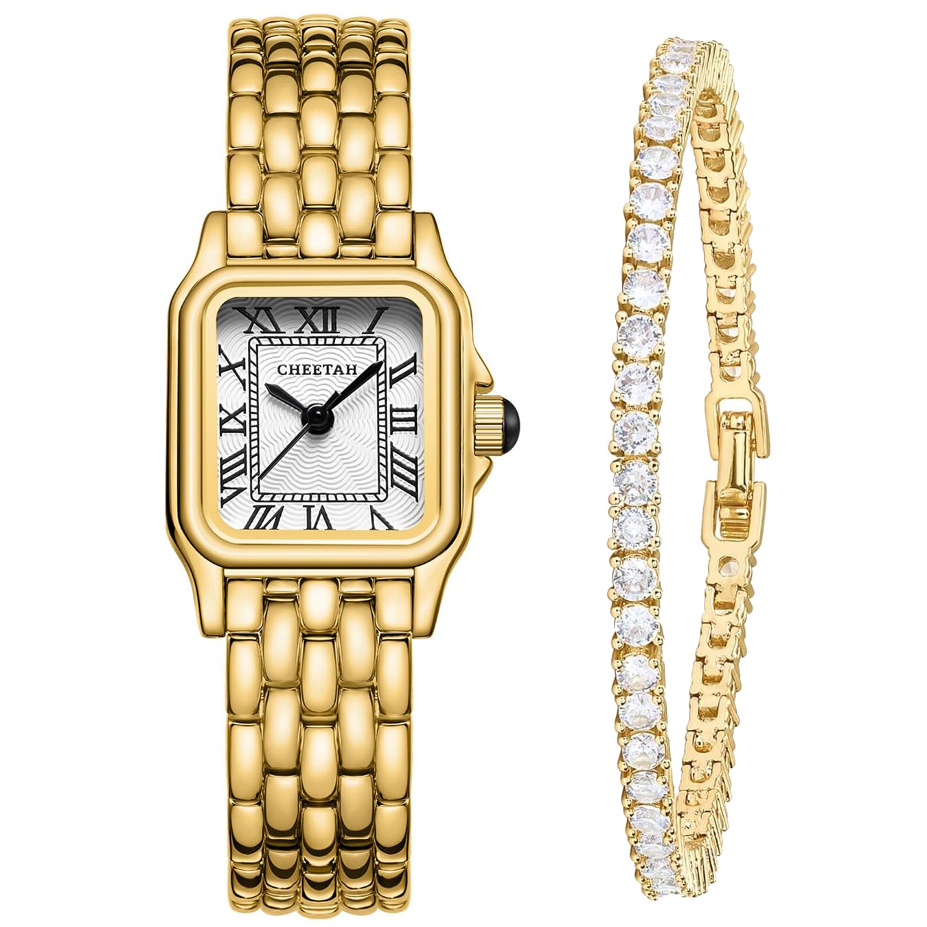 CHEETAH Women’s Gold Bangle Watch and Bracelet Set