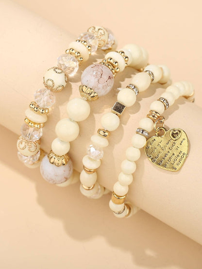 Women Beaded Bracelet Set | Colorful Boho Stackable Trendy Design with Crystal Accents Multilayer Bangle Bracelet | Fashion Stretch Braclets Jewelry for Women
