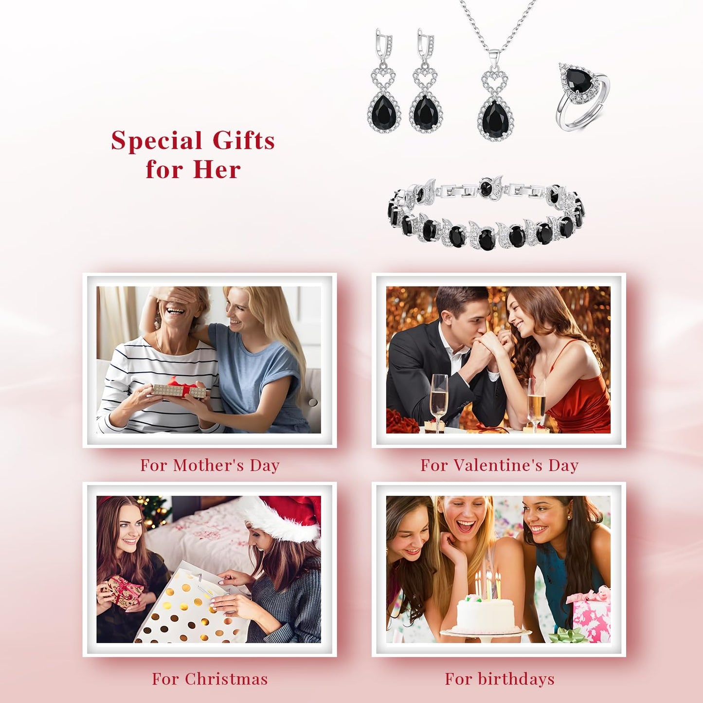 BriLove Wedding Jewelry Set for Women Bride Bridesmaid | Gorgeous Cubic Zirconia Teardrop Necklace Earrings Bracelet Adjustable Ring Jewelry Gift for Birthday/Anniversary