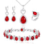 BriLove Wedding Jewelry Set for Women Bride Bridesmaid | Gorgeous Cubic Zirconia Teardrop Necklace Earrings Bracelet Adjustable Ring Jewelry Gift for Birthday/Anniversary