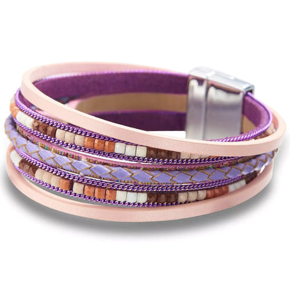 Fesciory Leather Wrap Bracelets for Women, Boho Western Layered Jewelry | Layered leather cuff bracelets, Easy on and off, Boho western style, Daily wear, Gift for women