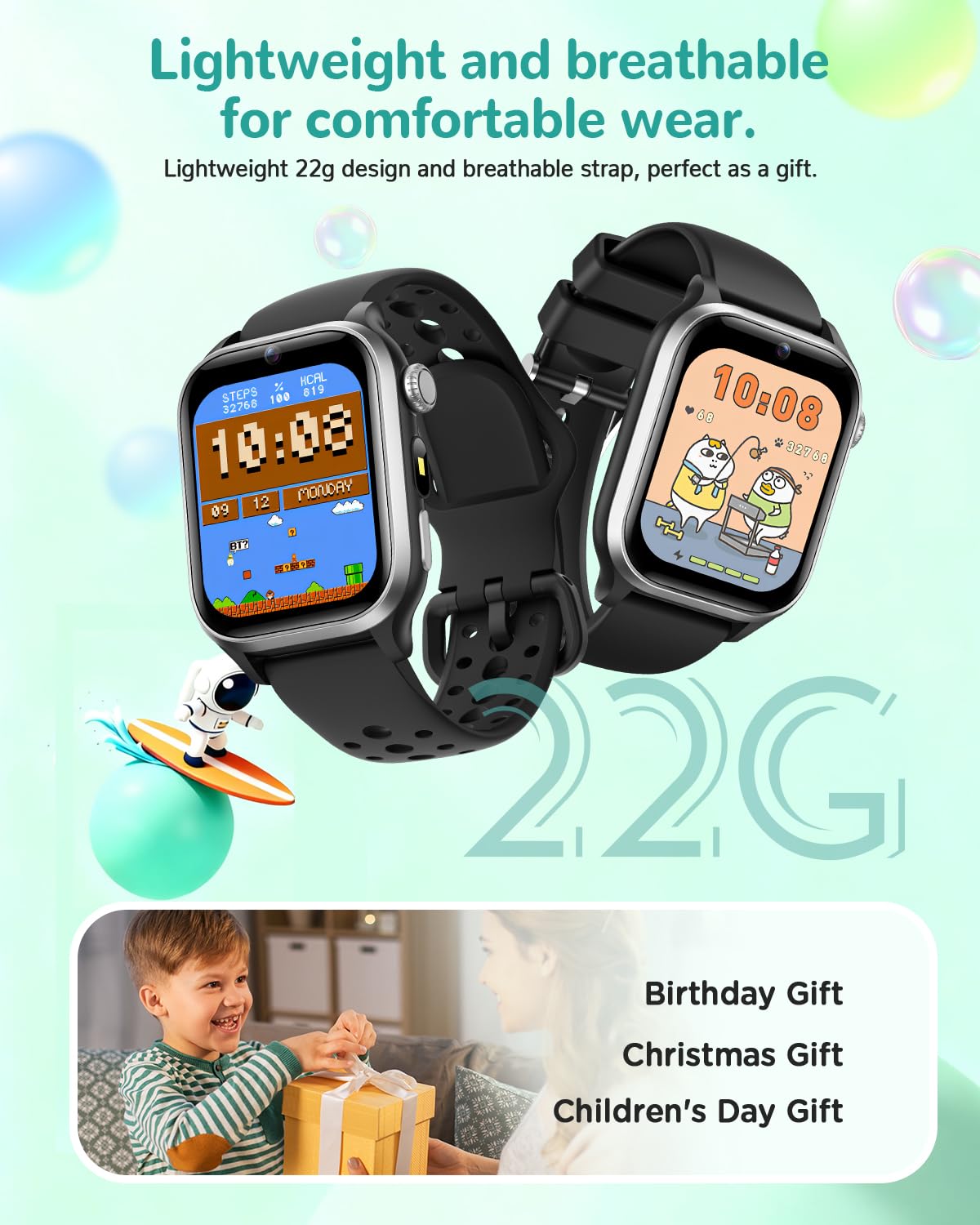 RUXINGX Kids Smart Watch No APP, 1.52" Smart Watch for Kids with Camera,Puzzle Games,Heart Rate, Sleep Monitor,Music Player,Pedometer,Fitness Trackers Smartwatch for Girls Boys Teens 3-12(Blue)