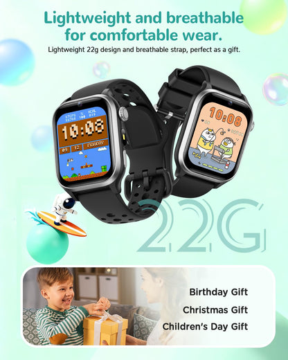 RUXINGX Kids Smart Watch No APP, 1.52" Smart Watch for Kids with Camera,Puzzle Games,Heart Rate, Sleep Monitor,Music Player,Pedometer,Fitness Trackers Smartwatch for Girls Boys Teens 3-12(Blue)