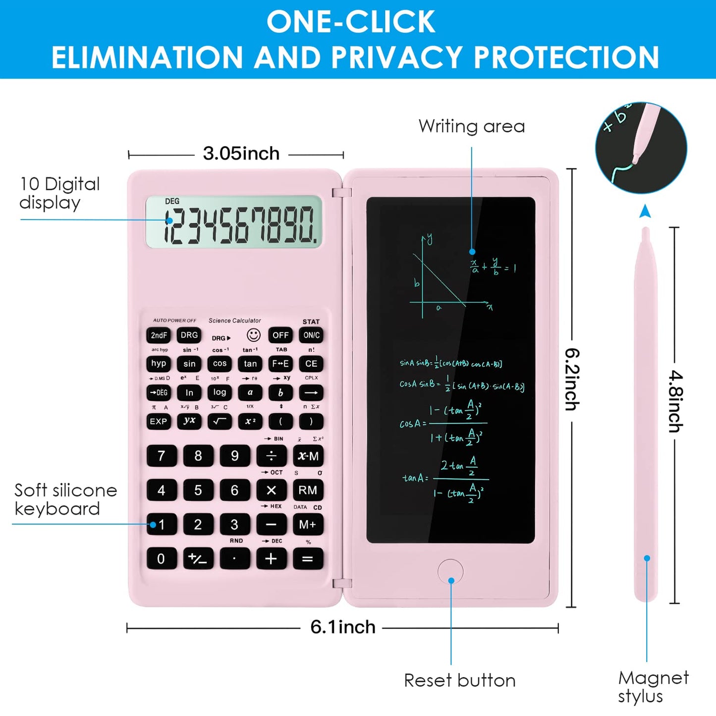 IPepul Scientific Calculators for Students, 10-Digit Large Screen, Math Calculator with Notepad, Classroom Must Haves for Middle High School Supplies & College (Black)