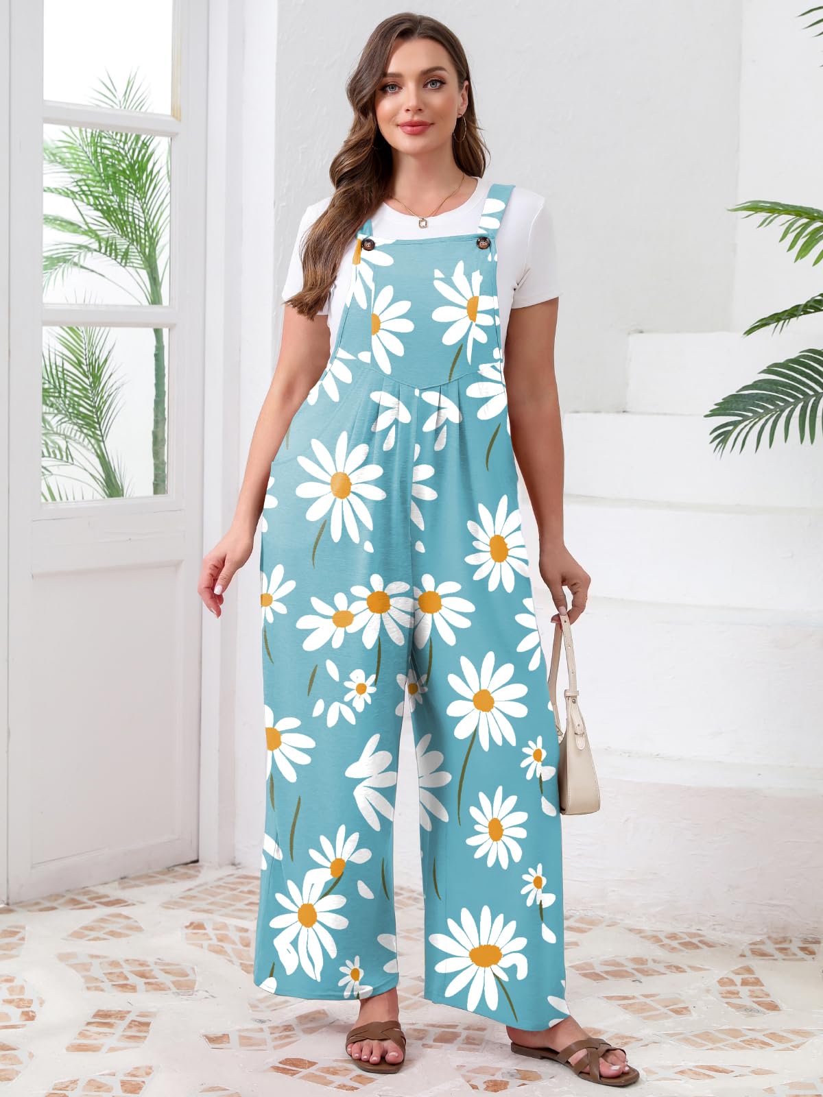 TAKEYAL Women's Plus Size Jumpsuit Overalls Wide Leg Casual Summer Rompers Adjustable Loose Fit Jumpsuits With Pockets 2026
