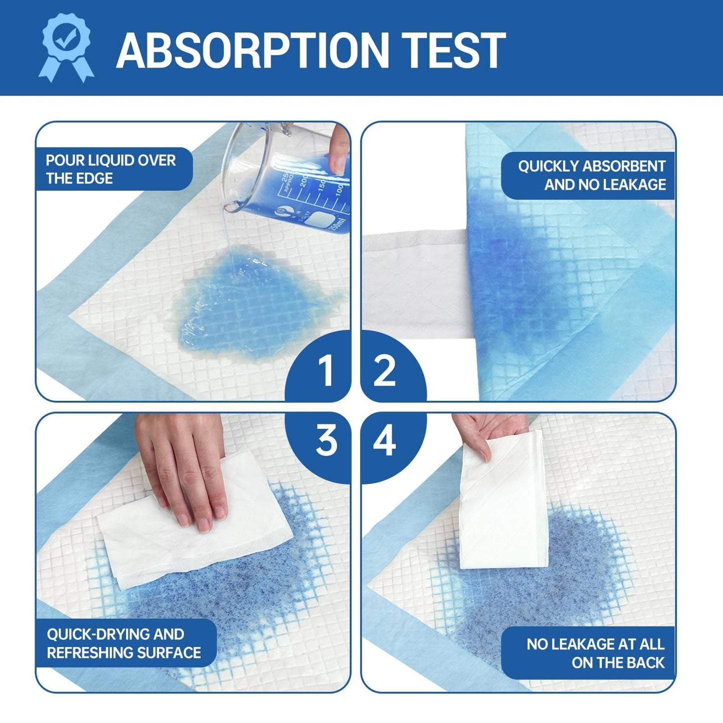 MILDPLUS Disposable Bed Pads 40"X40" 50pcs Extra Large Pee Pads for Incontinence 140 Gram Heavy Duty Super Absorbent Underpads Waterproof Chucks Pads for Adults, Elderly or Pets [100x100CM]